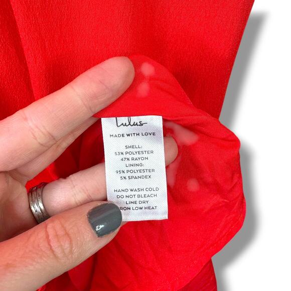 Lulus NWOT Bold New Look Bright Red Tie-Back Cut-Out Full Midi Swing Dress XS - Picture 10 of 10